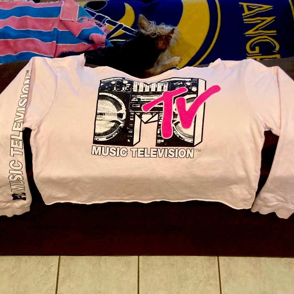 MTV Pink and Black Graphic Sweatshirt